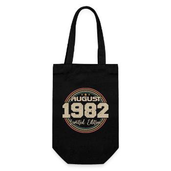 Vintage Born August 1982 Birthday Gift 1982 - Gift Bag for Bottles - black - Front