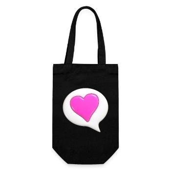 Pink colored heart in white speech bubble - Gift Bag for Bottles - black - Front