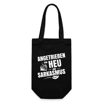 Angetrieben von Heu und Sarkasmus - Geschenkbeutel für Flaschen - Schwarz - Vorne