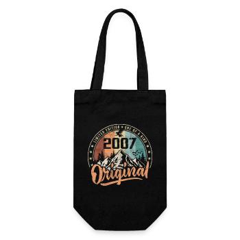Original 2007 Retro Geburtstagsgeschenk Geboren im Jahr 2007 - Geschenkbeutel für Flaschen - Schwarz - Vorne