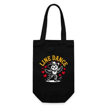 Line Dance Owl Funny Owl with Stetson and Boots - Gift Bag for Bottles - black - Front
