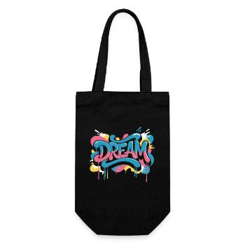 DREAM Graffiti Design voller Farbe und Motivation - Geschenkbeutel für Flaschen - Schwarz - Vorne