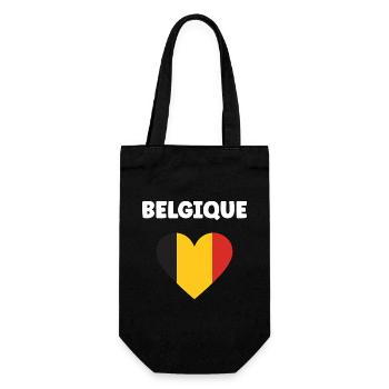 Belgisches Trikoloreherz - Geschenkbeutel für Flaschen - Schwarz - Vorne