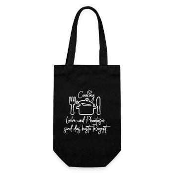 Liebe und Phantasie sind das beste Rezept. - Geschenkbeutel für Flaschen - Schwarz - Vorne