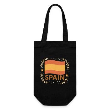 Boho Spanien Flagge – Spain Design für Urlaubslust - Geschenkbeutel für Flaschen - Schwarz - Vorne