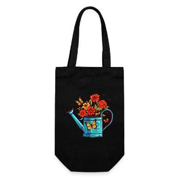 Watering can flowers butterflies gardeners summer - Gift Bag for Bottles - black - Front
