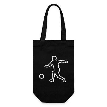 Fußballer Kontur mit Ball (weiß) - Geschenkbeutel für Flaschen - Schwarz - Vorne