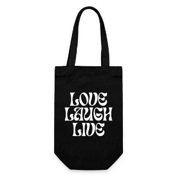 Love Laugh Live - Geschenkbeutel für Flaschen - Schwarz - Vorne
