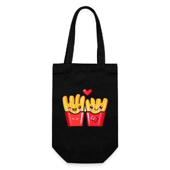 French Fries Couple Love Heart Valentine's Day - Gift Bag for Bottles - black - Front