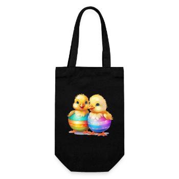 Pâques, Poussin, Oeuf De Pâques, Pâques, Drôle, Mignon - Sac à bouteille - noir - Devant