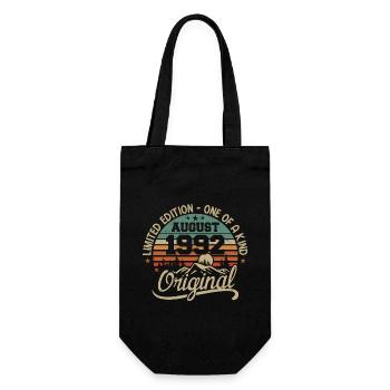 August 1992 Geburtstagsgeschenk - geboren im August 1992 - Geschenkbeutel für Flaschen - Schwarz - Vorne