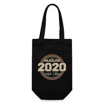 Jahrgang Geboren August 2020 Geburtstagsgeschenk 2020 - Geschenkbeutel für Flaschen - Schwarz - Vorne