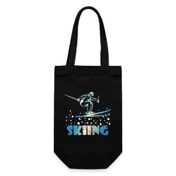 Motiv Ski Skifahren Wintersport - Geschenkbeutel für Flaschen - Schwarz - Vorne