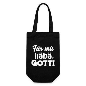 Mis liäbä Gotti Krimskrams Täschli Gotti Schweiz - Geschenkbeutel für Flaschen - Schwarz - Vorne