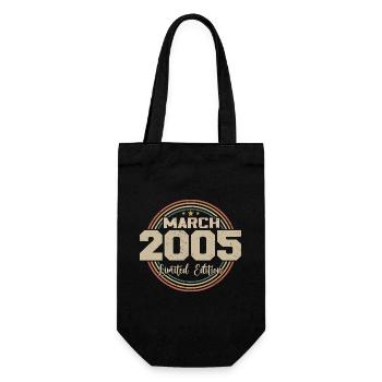 Awesome seit März 2005 Geburtstag 2005 Geschenk - Geschenkbeutel für Flaschen - Schwarz - Vorne