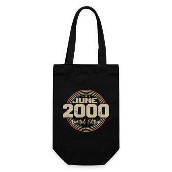 Born in June 2000 Birthday 12000 June 2000 June - Gift Bag for Bottles - black - Front