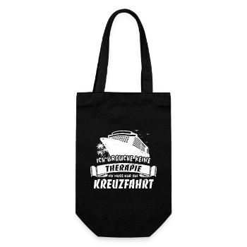 Ich brauche keine Therapie muss nur auf Kreuzfahrt - Geschenkbeutel für Flaschen - Schwarz - Vorne