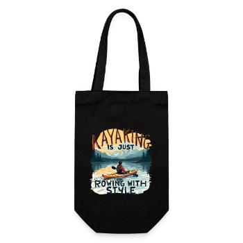 Kayaking Canoeing Kayak Mountain with Lake - Gift Bag for Bottles - black - Front