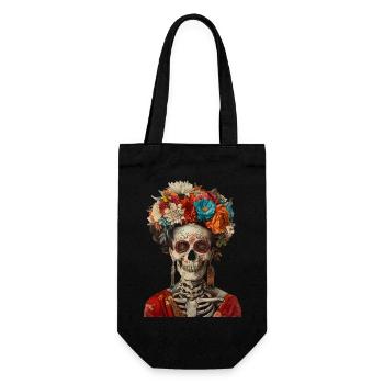 Crâne Rose Halloween Art avec des fleurs - Sac à bouteille - noir - Devant
