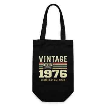 Jahrgang 1976 Retro 1976 Geburtstagsgeschenk - Geschenkbeutel für Flaschen - Schwarz - Vorne