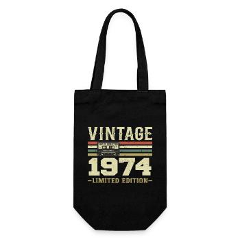 Vintage 1974 Retro 1974 Birthday Gift - Gift Bag for Bottles - black - Front