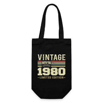 Vintage 1980's Retro 1980's Birthday Gift - Gift Bag for Bottles - black - Front