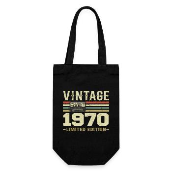 Vintage, 1970er Jahre, Retro, 1970er Jahre, Geburtstagsgeschenk - Geschenkbeutel für Flaschen - Schwarz - Vorne
