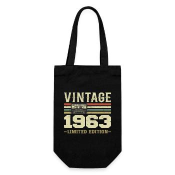 Jahrgang 1963 Retro 1963 Geburtstagsgeschenk - Geschenkbeutel für Flaschen - Schwarz - Vorne