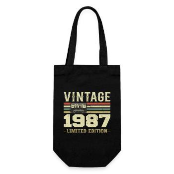 Vintage 1987 Retro 1987 Birthday Gift - Gift Bag for Bottles - black - Front