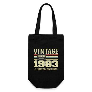 Jahrgang 1983 Retro 1983 Geburtstagsgeschenk - Geschenkbeutel für Flaschen - Schwarz - Vorne