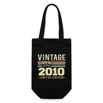 Vintage 2010 Retro Birthday Gift 2010 - Gift Bag for Bottles - black - Front