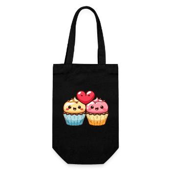 Muffin Couple Love Heart Valentine's Day - Gift Bag for Bottles - black - Front