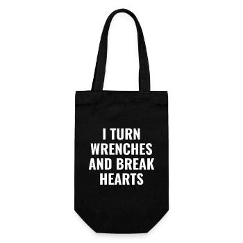 I Turn Wrenches And Break Hearts | Funny Mechanic - Gift Bag for Bottles - black - Front