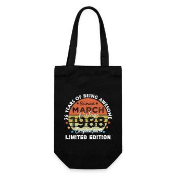 36 Jahre alt Baujahr 1988 Jahrgang März 1988 - Geschenkbeutel für Flaschen - Schwarz - Vorne