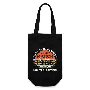 38 Years Old Made In 1986 Vintage March 1986 - Gift Bag for Bottles - black - Front