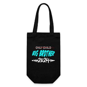 Einzelkind - großer Bruder 2024 Baby - Geschenkbeutel für Flaschen - Schwarz - Vorne