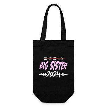 Einzelkind - große Schwester 2024 Baby - Geschenkbeutel für Flaschen - Schwarz - Vorne