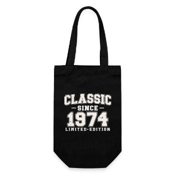 Klassisch seit 1974 Jahrgang Vintage Geburtstag - Geschenkbeutel für Flaschen - Schwarz - Vorne