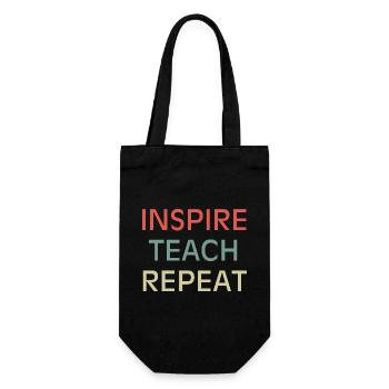 Inspire Teach Repeat | English Teacher Funny - Gift Bag for Bottles - black - Front