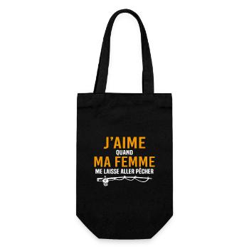 j'aime quand ma femme me laisse aller pêcher - Sac à bouteille - noir - Devant