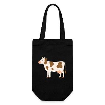 Pastel Cow with Brown Spots - Gift Bag for Bottles - black - Front