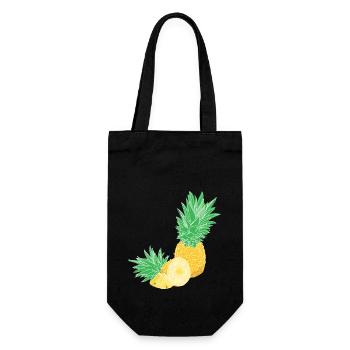 Ananas - Geschenkbeutel für Flaschen - Schwarz - Vorne