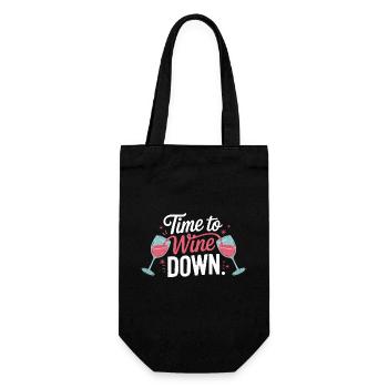 Time to Wine Down – Lustiges Wein-Design - Geschenkbeutel für Flaschen - Schwarz - Vorne