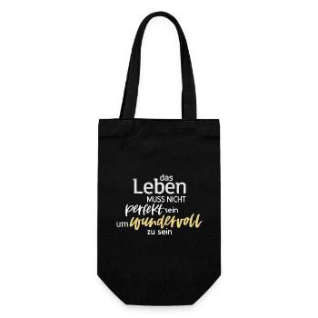 Das Leben muss nicht perfekt sein - Geschenkbeutel für Flaschen - Schwarz - Vorne