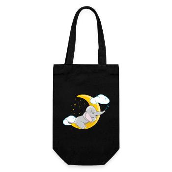 Cute baby elephant sleeping on the moon - Gift Bag for Bottles - black - Front