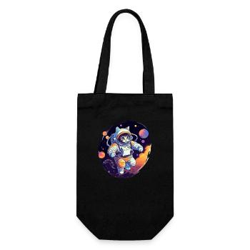 Katze Weltraum Astro - Geschenkbeutel für Flaschen - Schwarz - Vorne