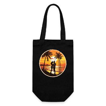 Beach, Island, Sea, Sunset - Gift Bag for Bottles - black - Front