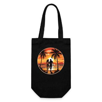 Beach Island Sea Couple - Gift Bag for Bottles - black - Front