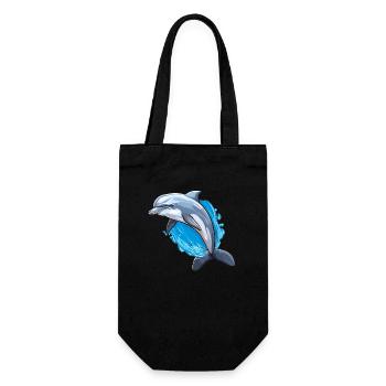 Delphin - Küstenharmonie - Geschenkbeutel für Flaschen - Schwarz - Vorne