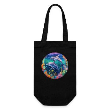 Delphin -lebendige Farben - Prismatische Tiefen - Geschenkbeutel für Flaschen - Schwarz - Vorne